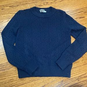 Navy j crew point sur crew neck sweater